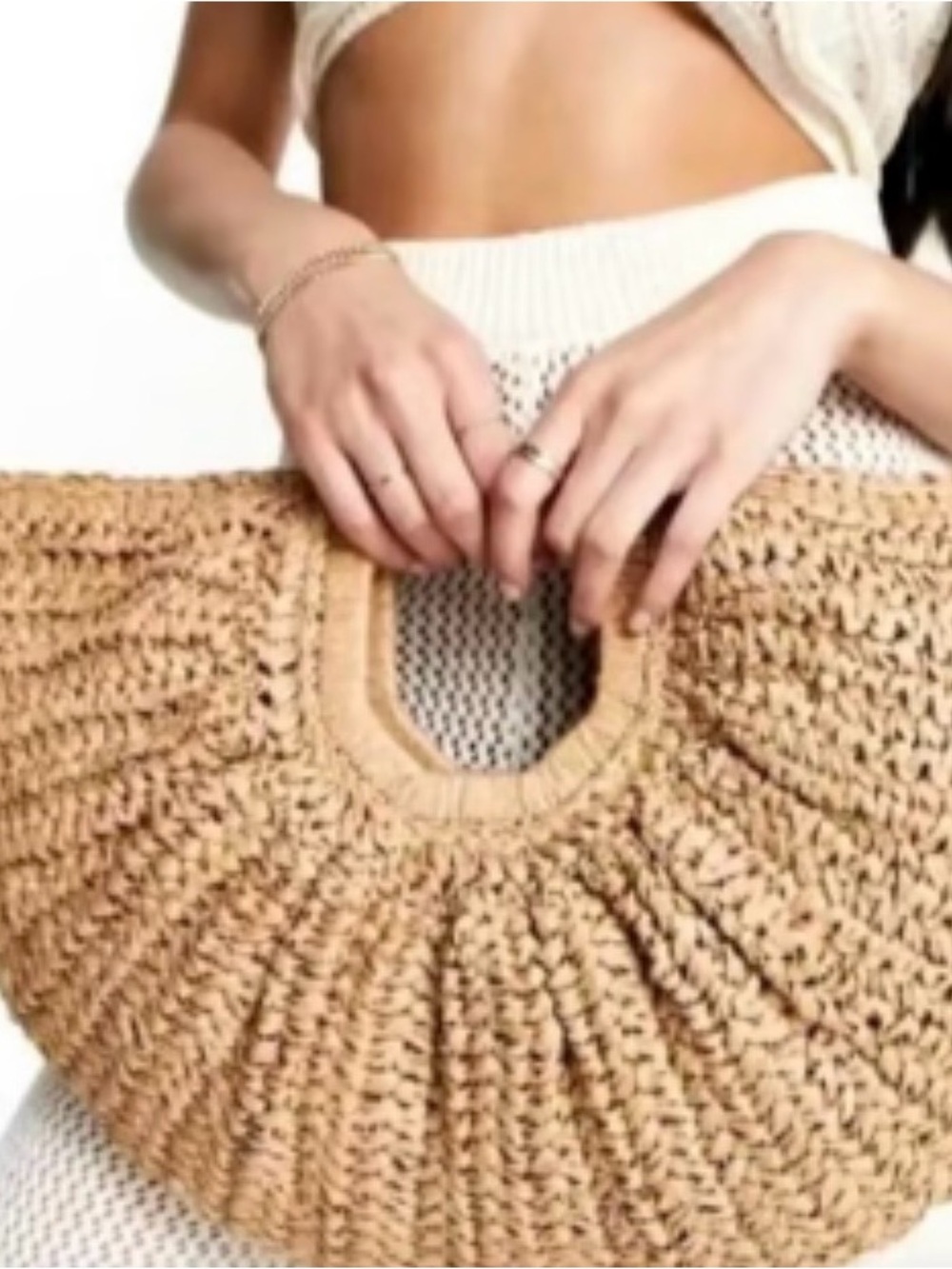 Ramla Half-Moon Woven Handbag